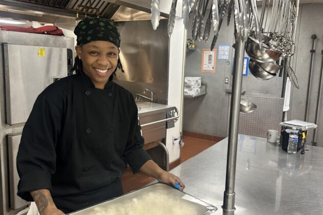 Kim, a graduate of our Culinary School who is now employed full-time in our Community Kitchen.
