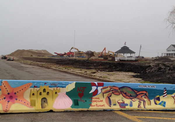 Painted barrier in Belmar post Hurricane Sandy.